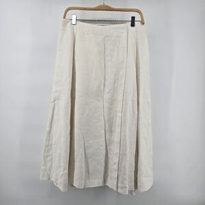 Ellen Tracy Cream A-Line Wrap Skirt 100% Linen Womens Sz 12